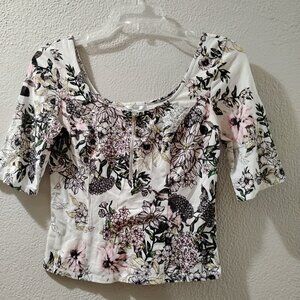 GUESS- S- CROP TOP FLOWERS KNIT